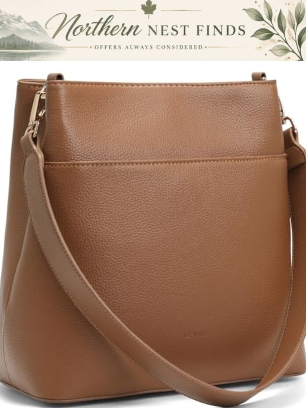 Large Vegan Leather Bucket Purse Soft Crossbody Shoulder Bag Satchel